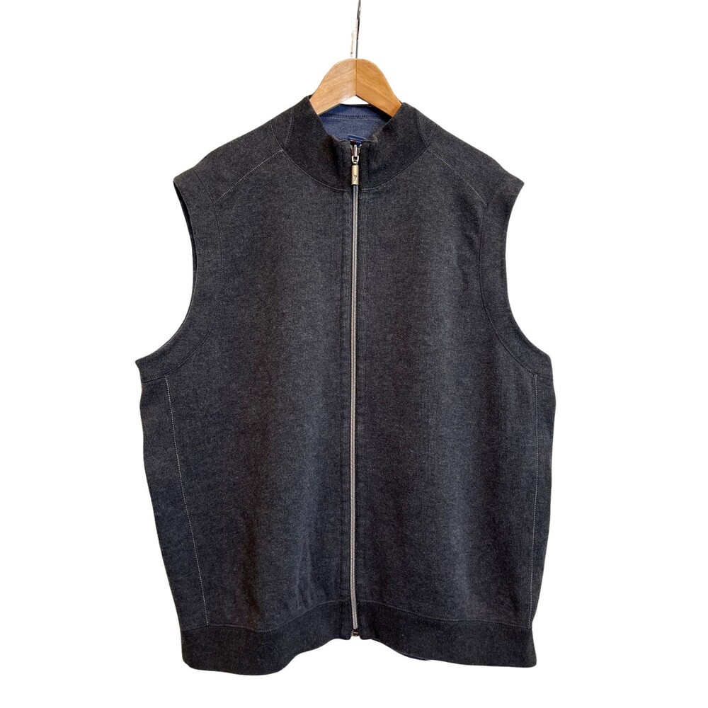 Tommy Bahama Men's Sweater Vest Size L Reversible Gray Blue Resortwear Golf Prep